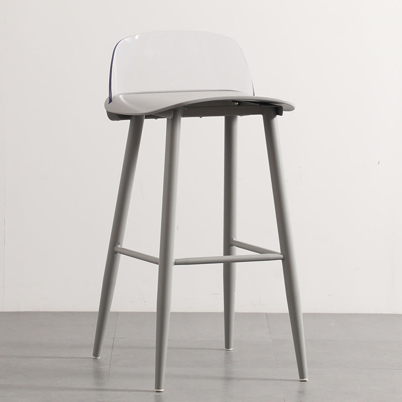 Scandinavian Plastic Counter Stools Low Back Indoor Bar Stools with Metal Footrest