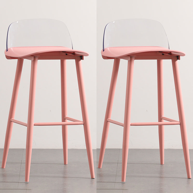 Scandinavian Plastic Counter Stools Low Back Indoor Bar Stools with Metal Footrest