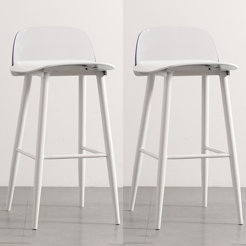 Scandinavian Plastic Counter Stools Low Back Indoor Bar Stools with Metal Footrest