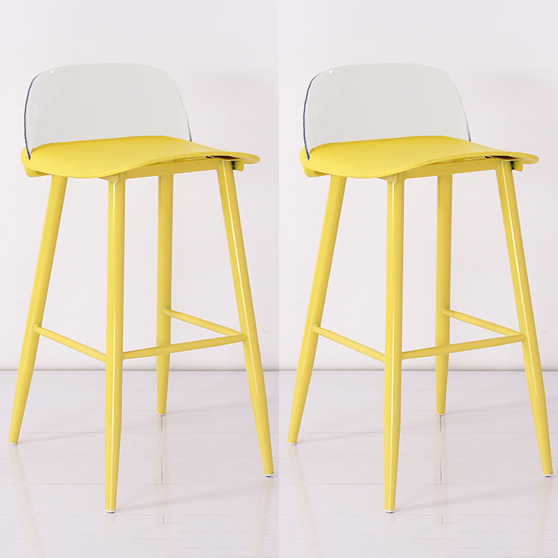 Scandinavian Plastic Counter Stools Low Back Indoor Bar Stools with Metal Footrest