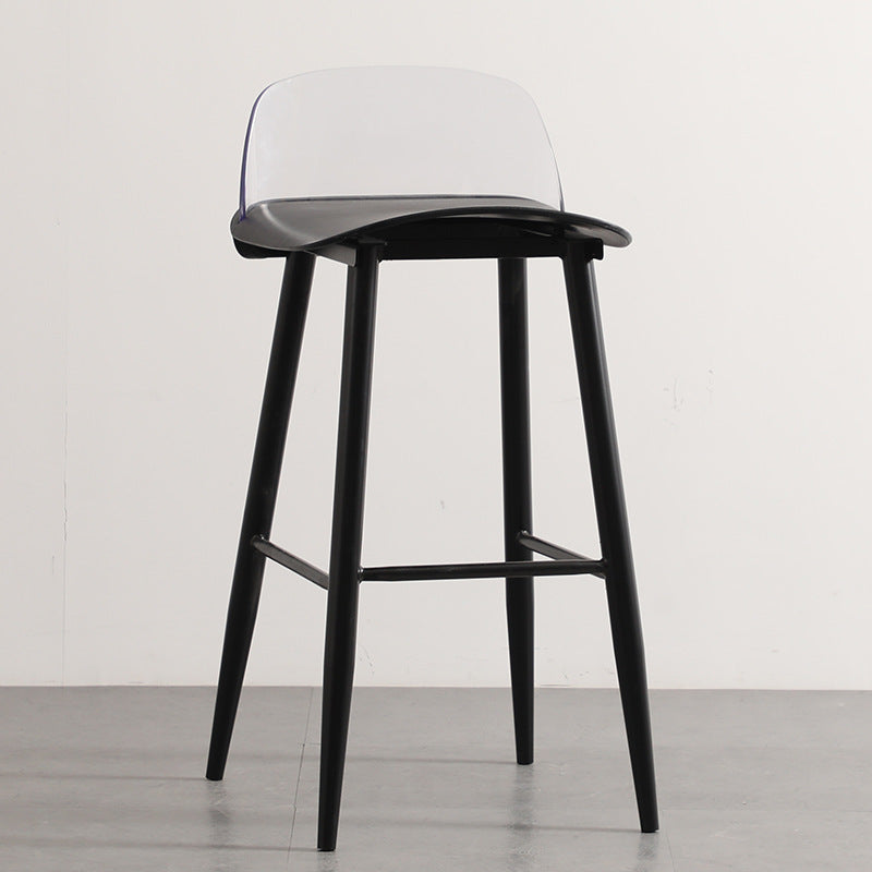 Scandinavian Plastic Counter Stools Low Back Indoor Bar Stools with Metal Footrest