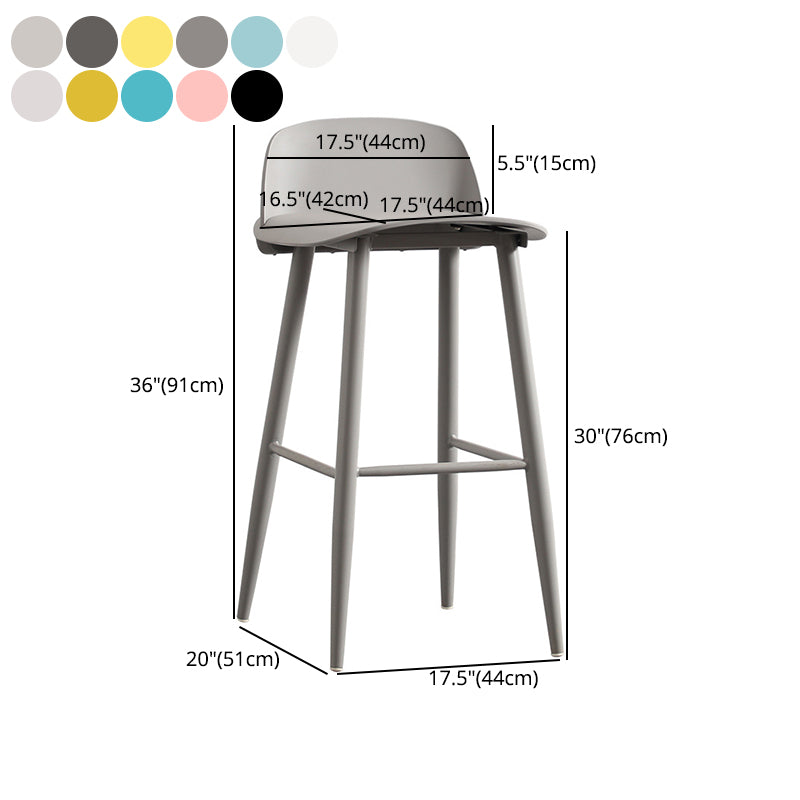 Scandinavian Plastic Counter Stools Low Back Indoor Bar Stools with Metal Footrest