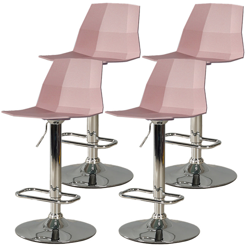 Adjustable Height Swivel Counter Stools Iron Plastic Silver Scandinavian Bar Stools