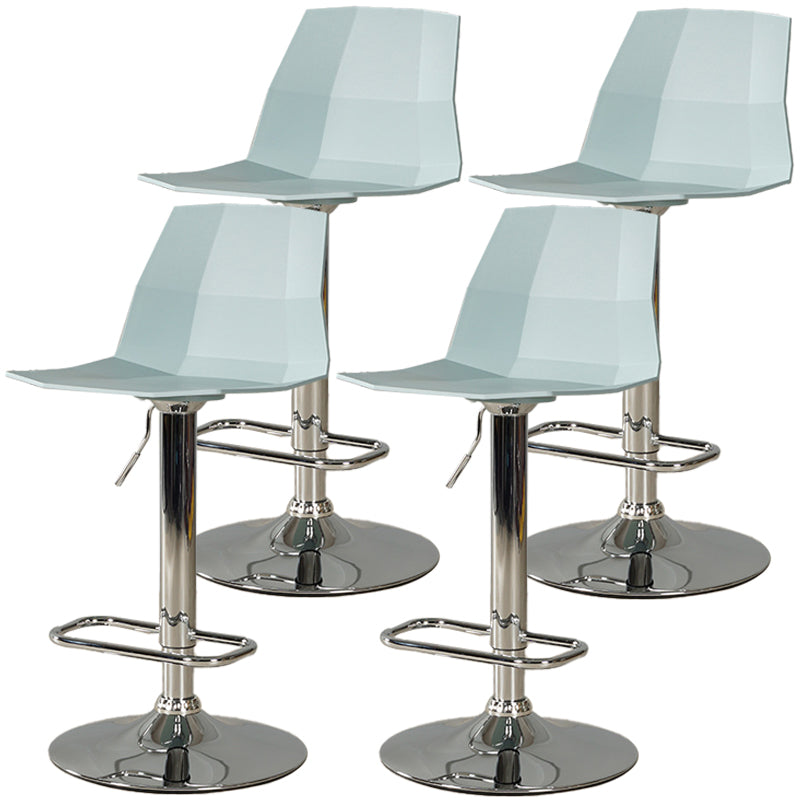 Adjustable Height Swivel Counter Stools Iron Plastic Silver Scandinavian Bar Stools