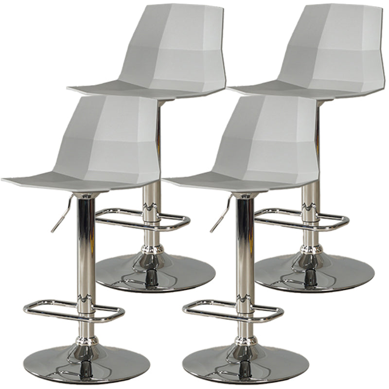 Adjustable Height Swivel Counter Stools Iron Plastic Silver Scandinavian Bar Stools