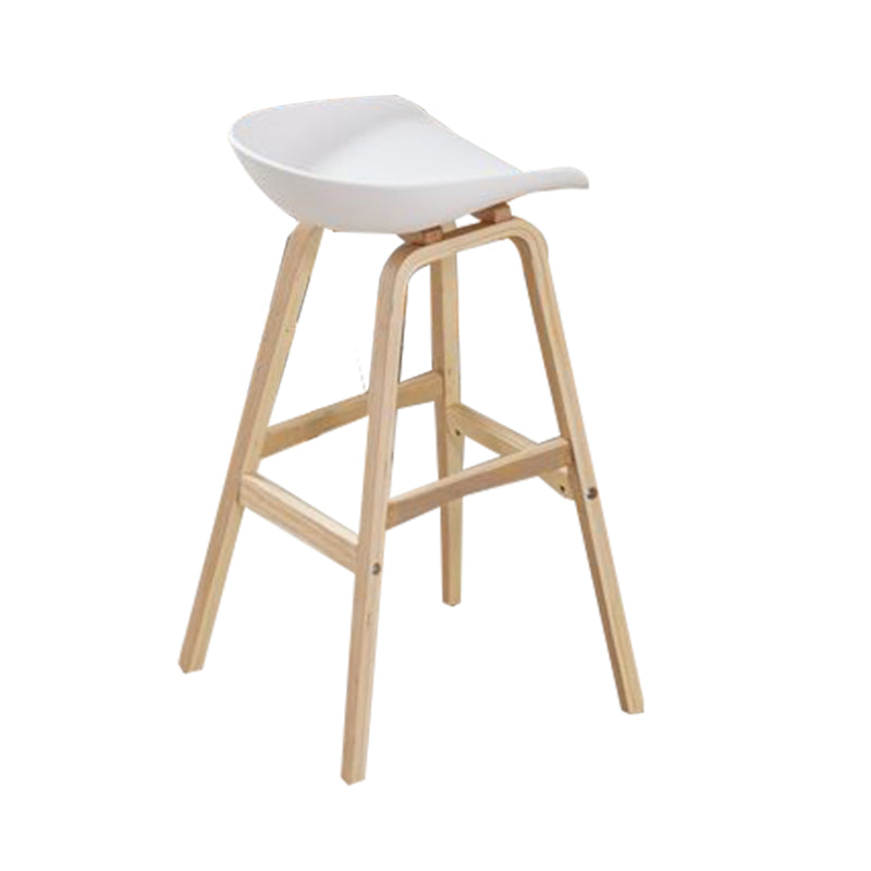 Holz-Kunststoff-Thekenhocker, rückenfreie skandinavische Barhocker mit Schalensitz
