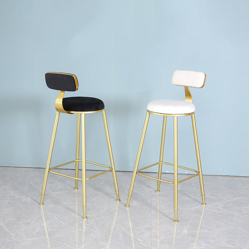 Taburete de bar de estilo escandinavo con patas de metal, asiento redondo, silla para mostrador para cocina