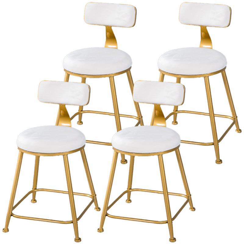 Taburete de bar de estilo escandinavo con patas de metal, asiento redondo, silla para mostrador para cocina