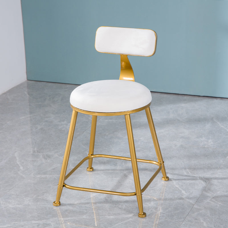 Taburete de bar de estilo escandinavo con patas de metal, asiento redondo, silla para mostrador para cocina