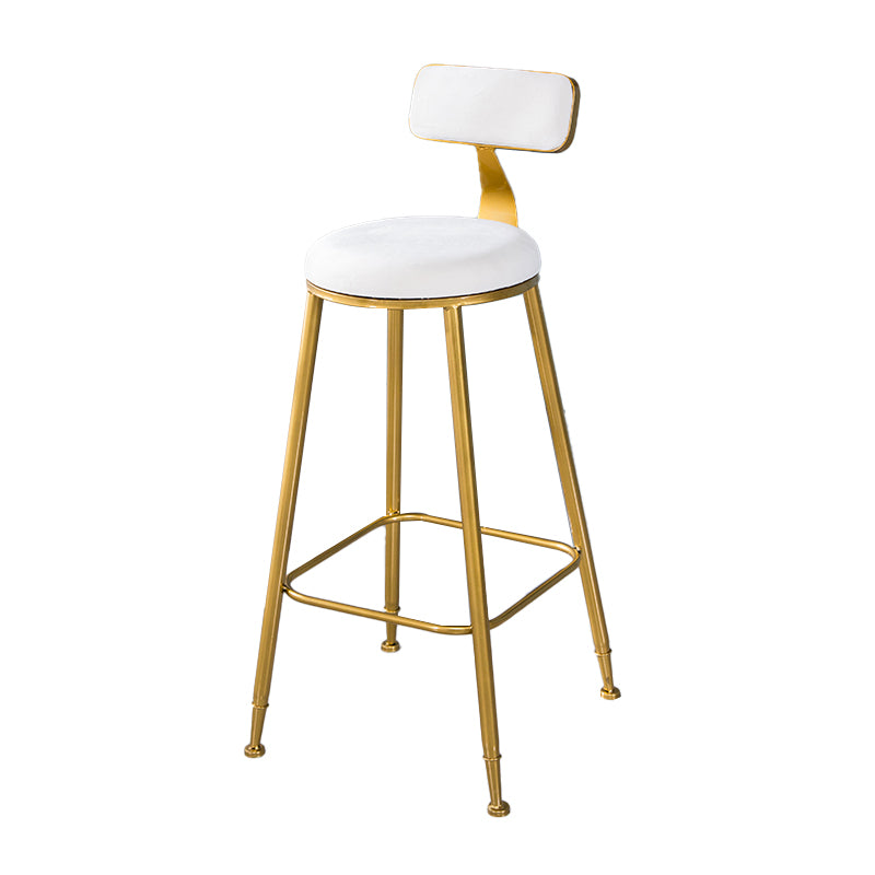 Taburete de bar de estilo escandinavo con patas de metal, asiento redondo, silla para mostrador para cocina
