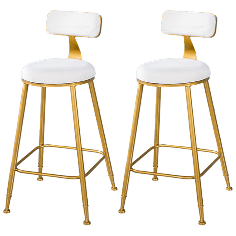 Taburete de bar de estilo escandinavo con patas de metal, asiento redondo, silla para mostrador para cocina