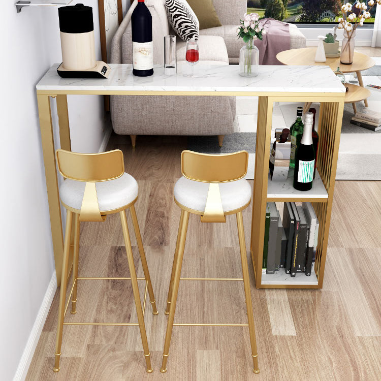 Taburete de bar de estilo escandinavo con patas de metal, asiento redondo, silla para mostrador para cocina