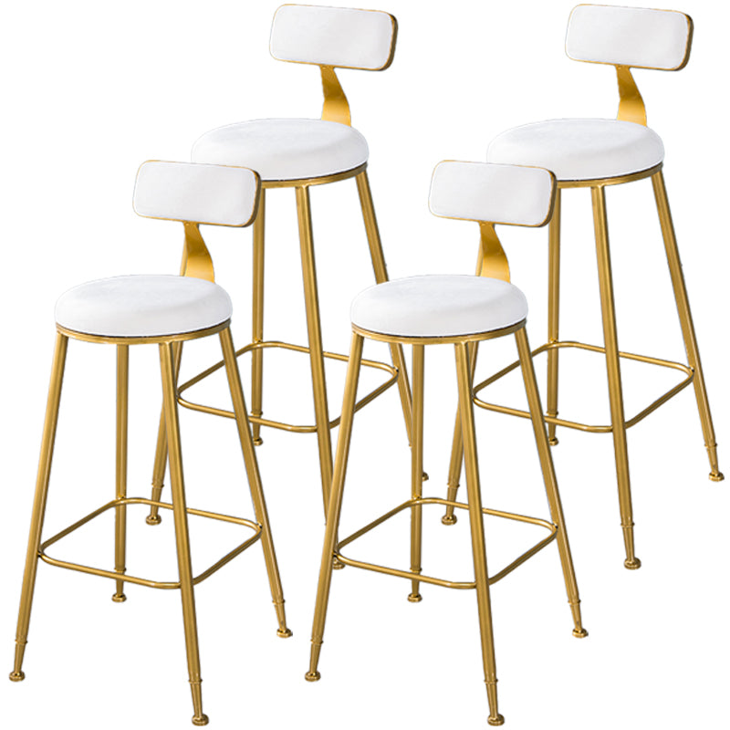 Taburete de bar de estilo escandinavo con patas de metal, asiento redondo, silla para mostrador para cocina
