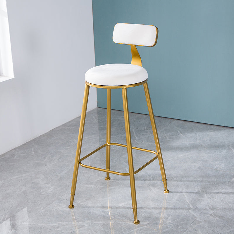 Taburete de bar de estilo escandinavo con patas de metal, asiento redondo, silla para mostrador para cocina
