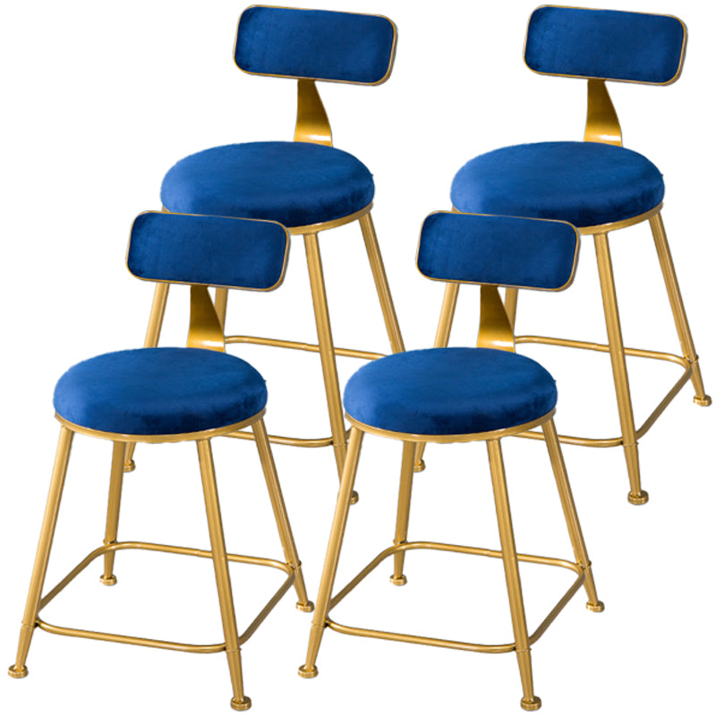 Taburete de bar de estilo escandinavo con patas de metal, asiento redondo, silla para mostrador para cocina