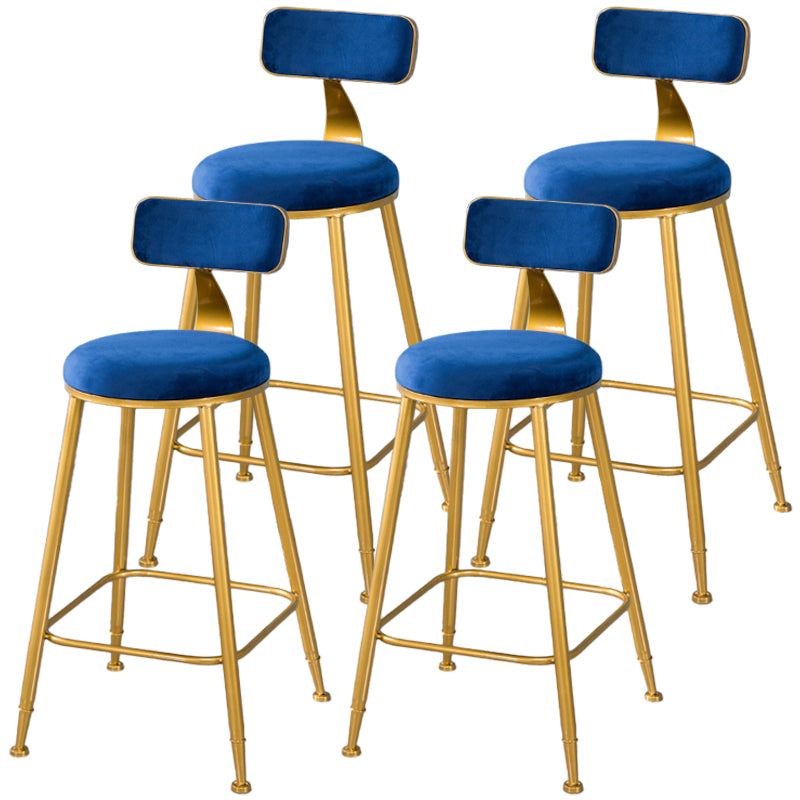 Taburete de bar de estilo escandinavo con patas de metal, asiento redondo, silla para mostrador para cocina