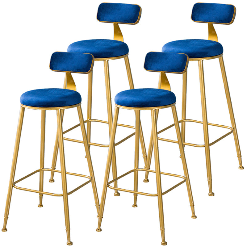 Taburete de bar de estilo escandinavo con patas de metal, asiento redondo, silla para mostrador para cocina