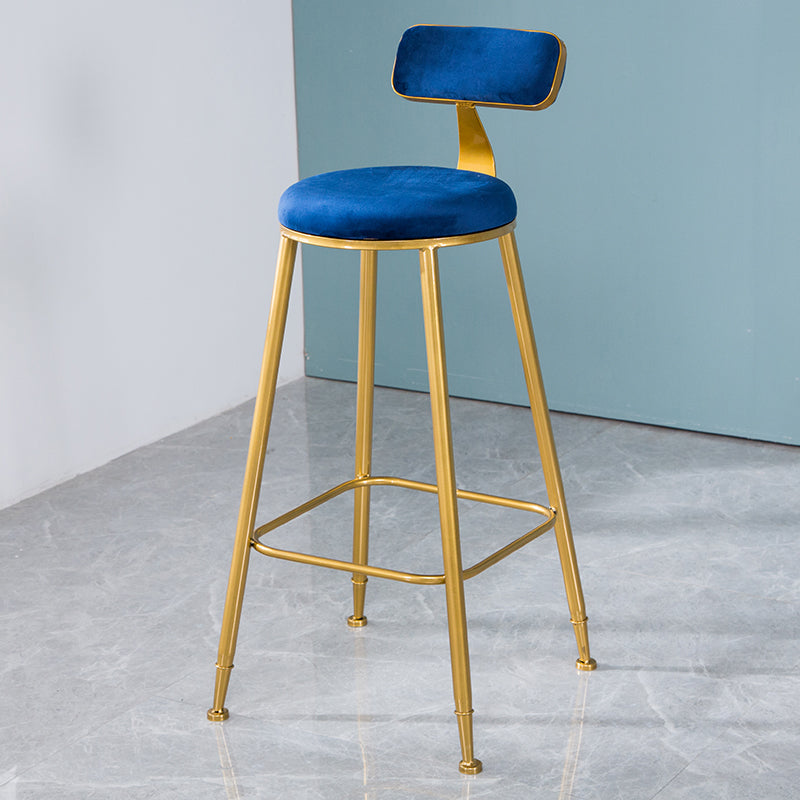 Taburete de bar de estilo escandinavo con patas de metal, asiento redondo, silla para mostrador para cocina