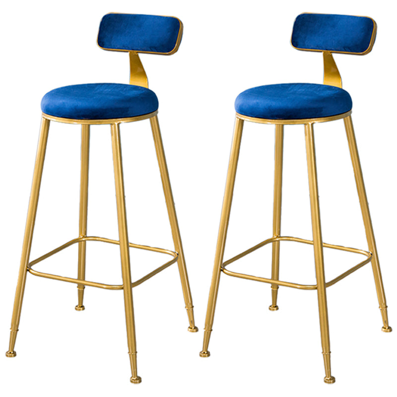 Taburete de bar de estilo escandinavo con patas de metal, asiento redondo, silla para mostrador para cocina