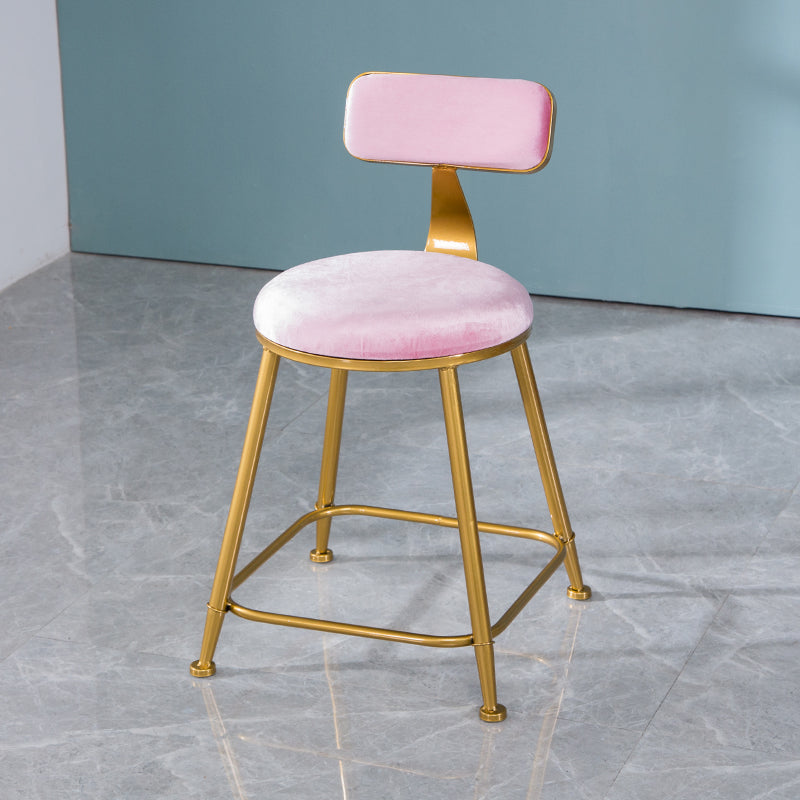 Taburete de bar de estilo escandinavo con patas de metal, asiento redondo, silla para mostrador para cocina