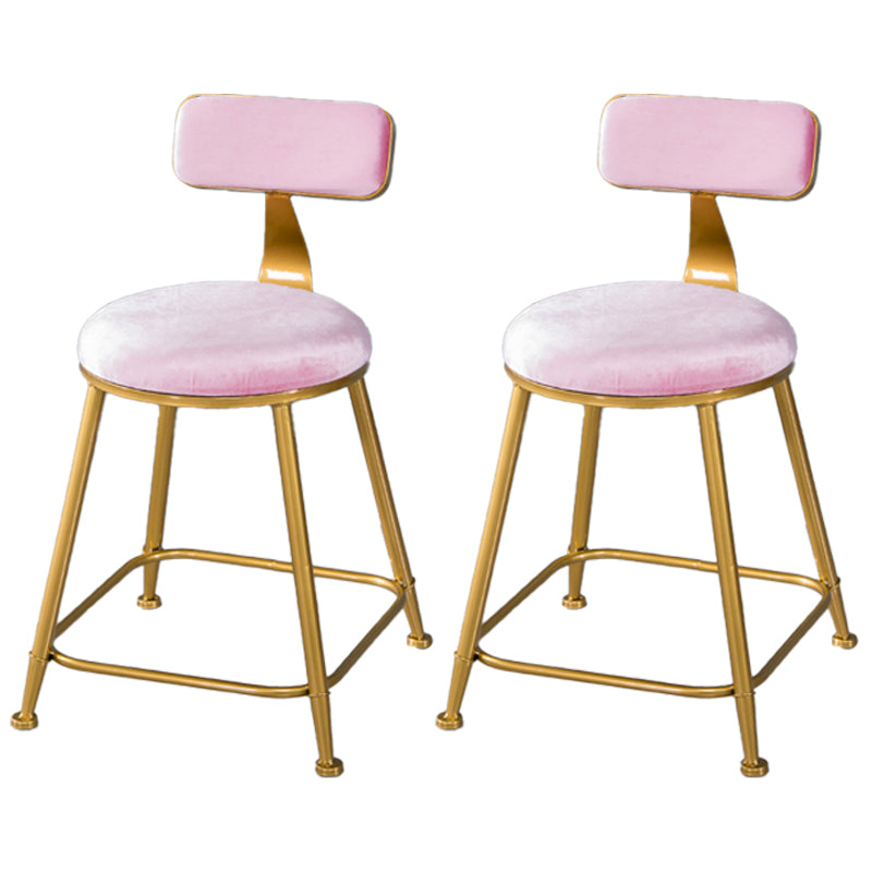 Taburete de bar de estilo escandinavo con patas de metal, asiento redondo, silla para mostrador para cocina
