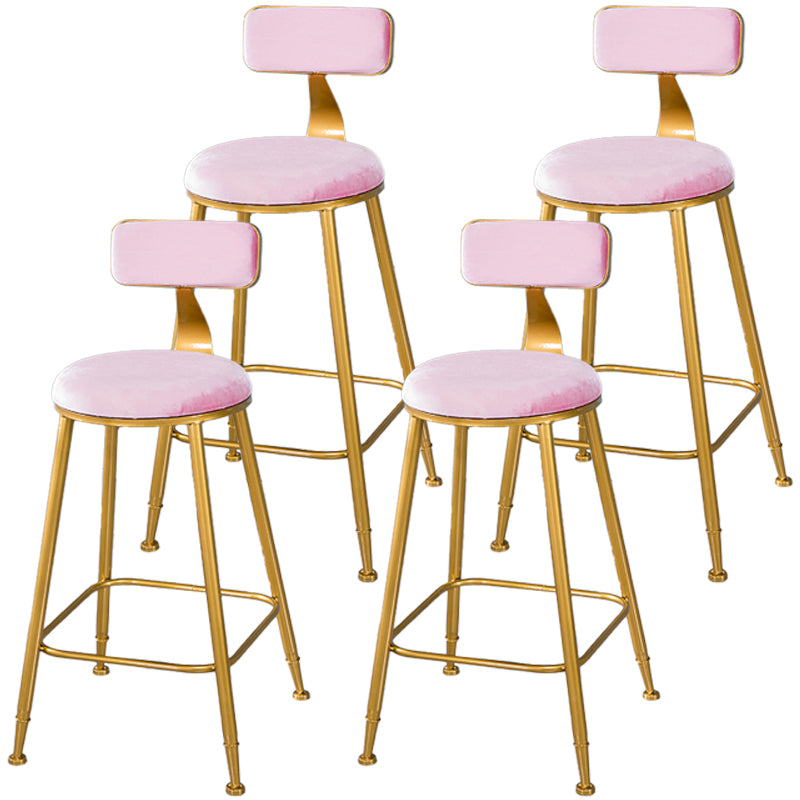 Taburete de bar de estilo escandinavo con patas de metal, asiento redondo, silla para mostrador para cocina