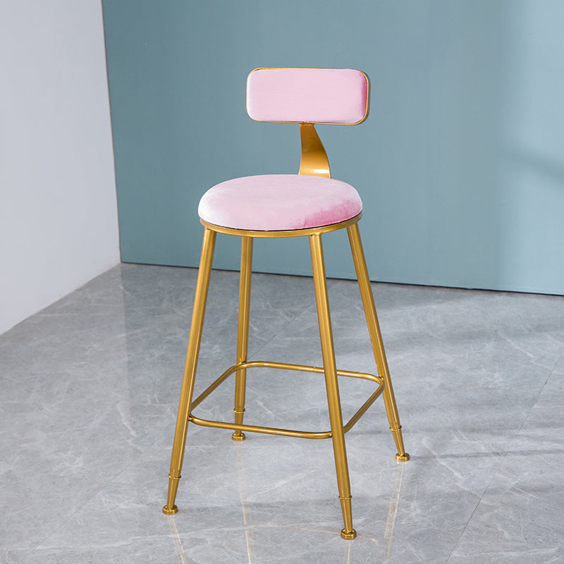 Taburete de bar de estilo escandinavo con patas de metal, asiento redondo, silla para mostrador para cocina