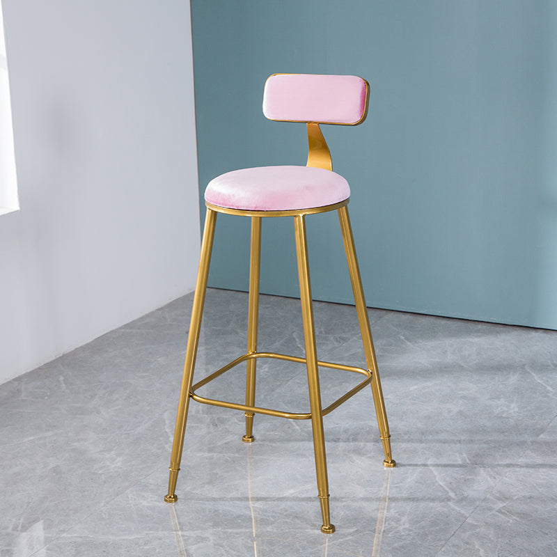 Taburete de bar de estilo escandinavo con patas de metal, asiento redondo, silla para mostrador para cocina