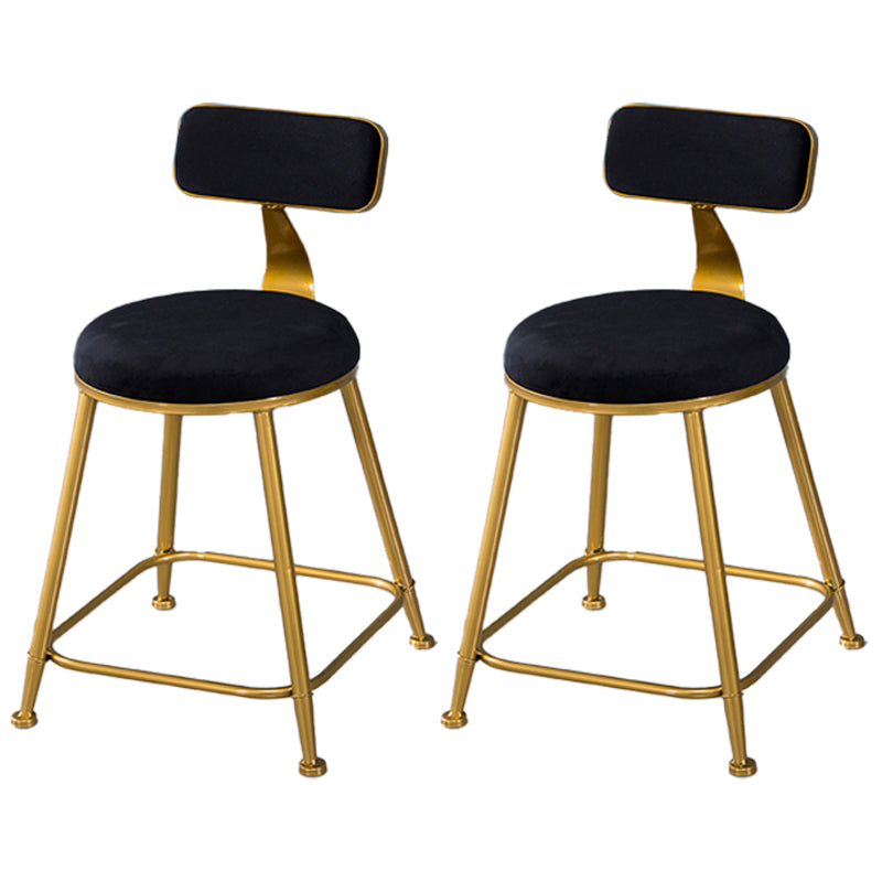Taburete de bar de estilo escandinavo con patas de metal, asiento redondo, silla para mostrador para cocina