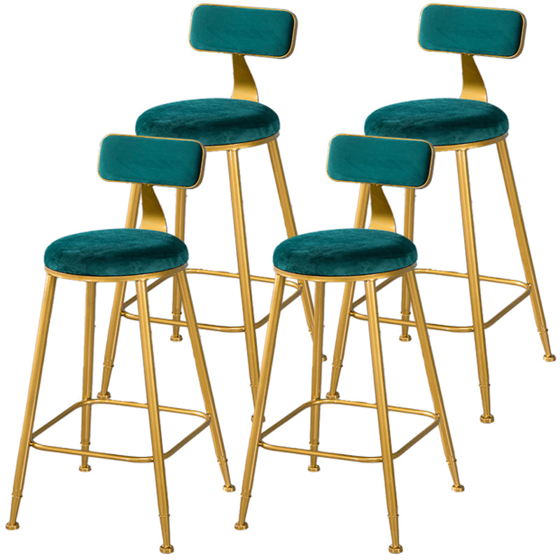 Taburete de bar de estilo escandinavo con patas de metal, asiento redondo, silla para mostrador para cocina