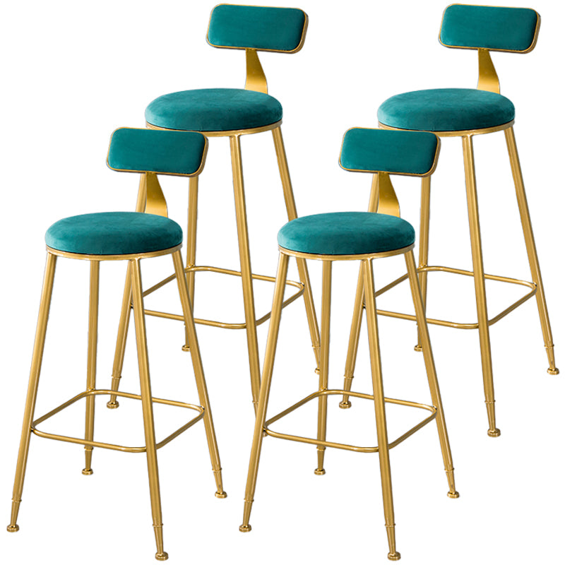 Taburete de bar de estilo escandinavo con patas de metal, asiento redondo, silla para mostrador para cocina