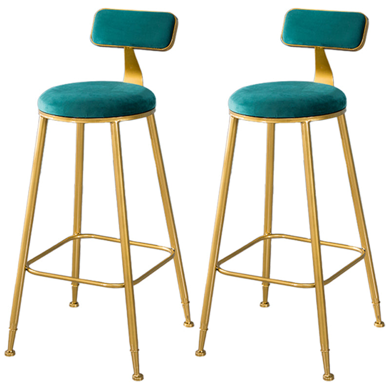 Taburete de bar de estilo escandinavo con patas de metal, asiento redondo, silla para mostrador para cocina