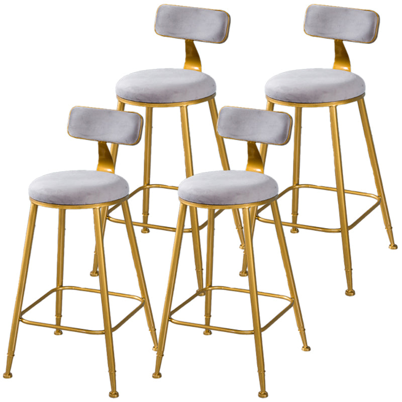 Taburete de bar de estilo escandinavo con patas de metal, asiento redondo, silla para mostrador para cocina