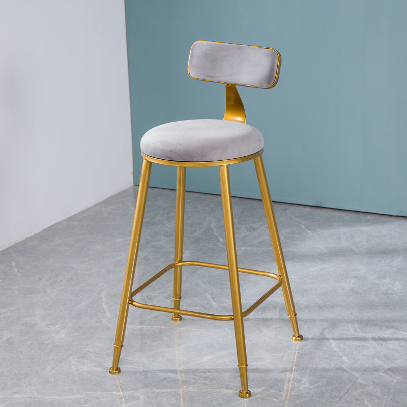 Taburete de bar de estilo escandinavo con patas de metal, asiento redondo, silla para mostrador para cocina