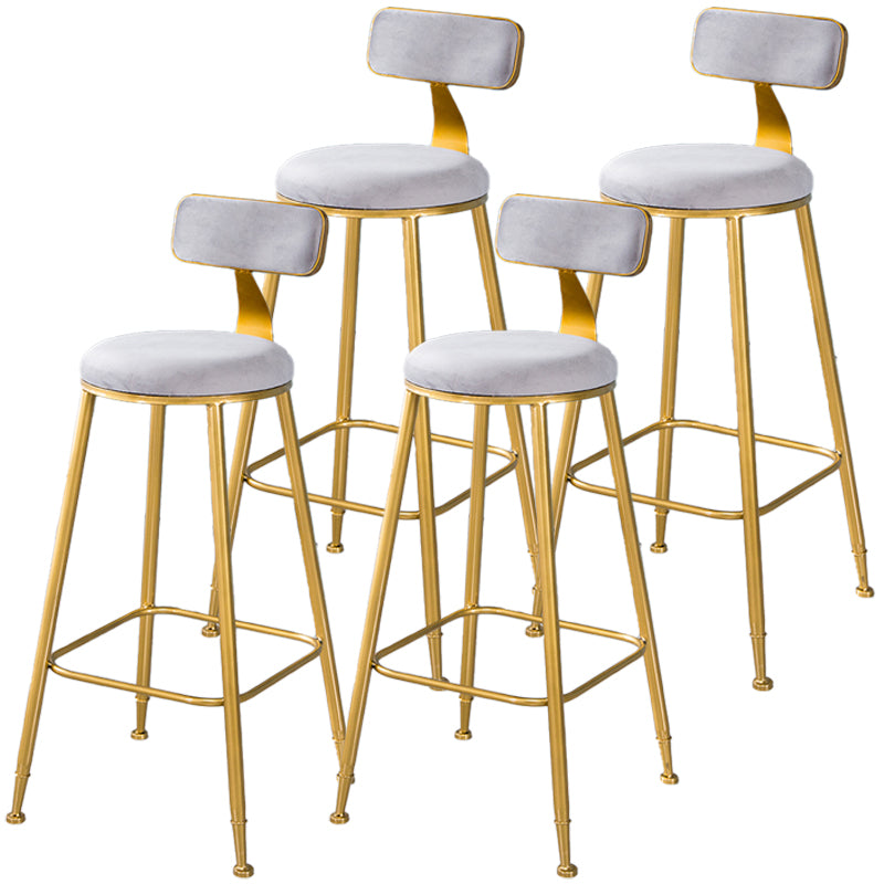 Taburete de bar de estilo escandinavo con patas de metal, asiento redondo, silla para mostrador para cocina