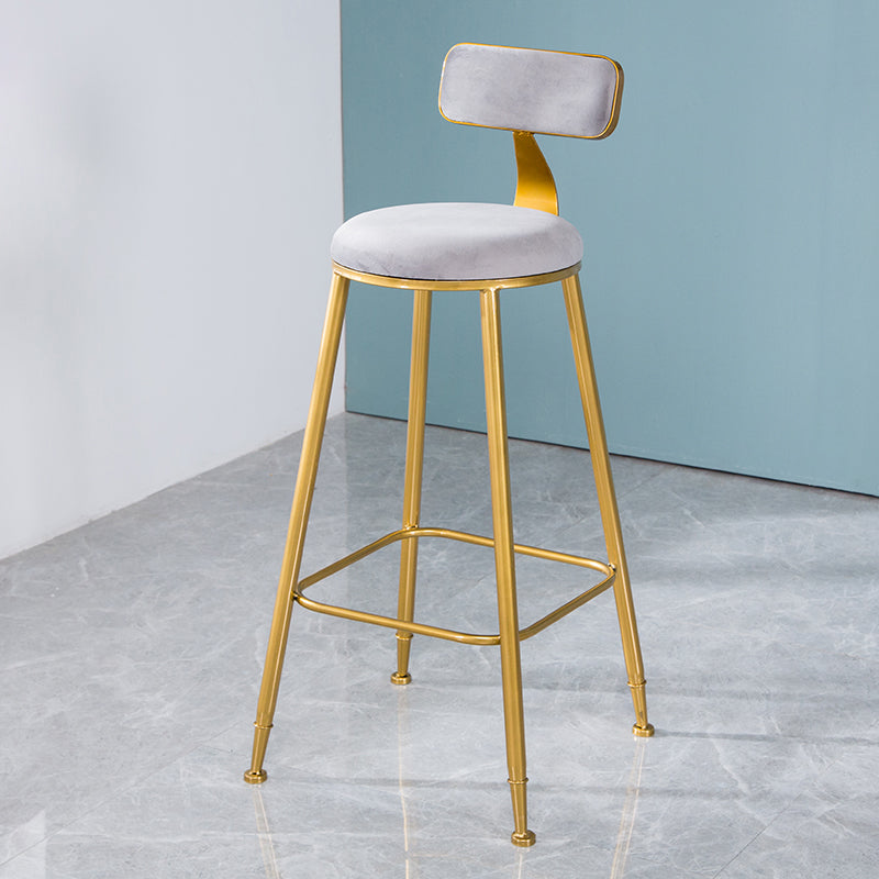 Taburete de bar de estilo escandinavo con patas de metal, asiento redondo, silla para mostrador para cocina