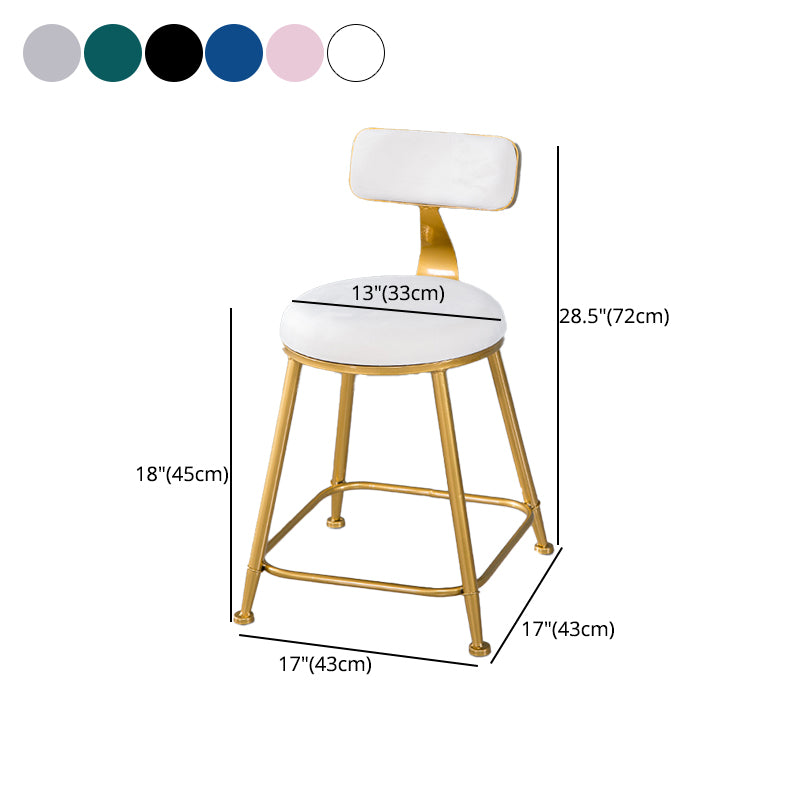 Taburete de bar de estilo escandinavo con patas de metal, asiento redondo, silla para mostrador para cocina