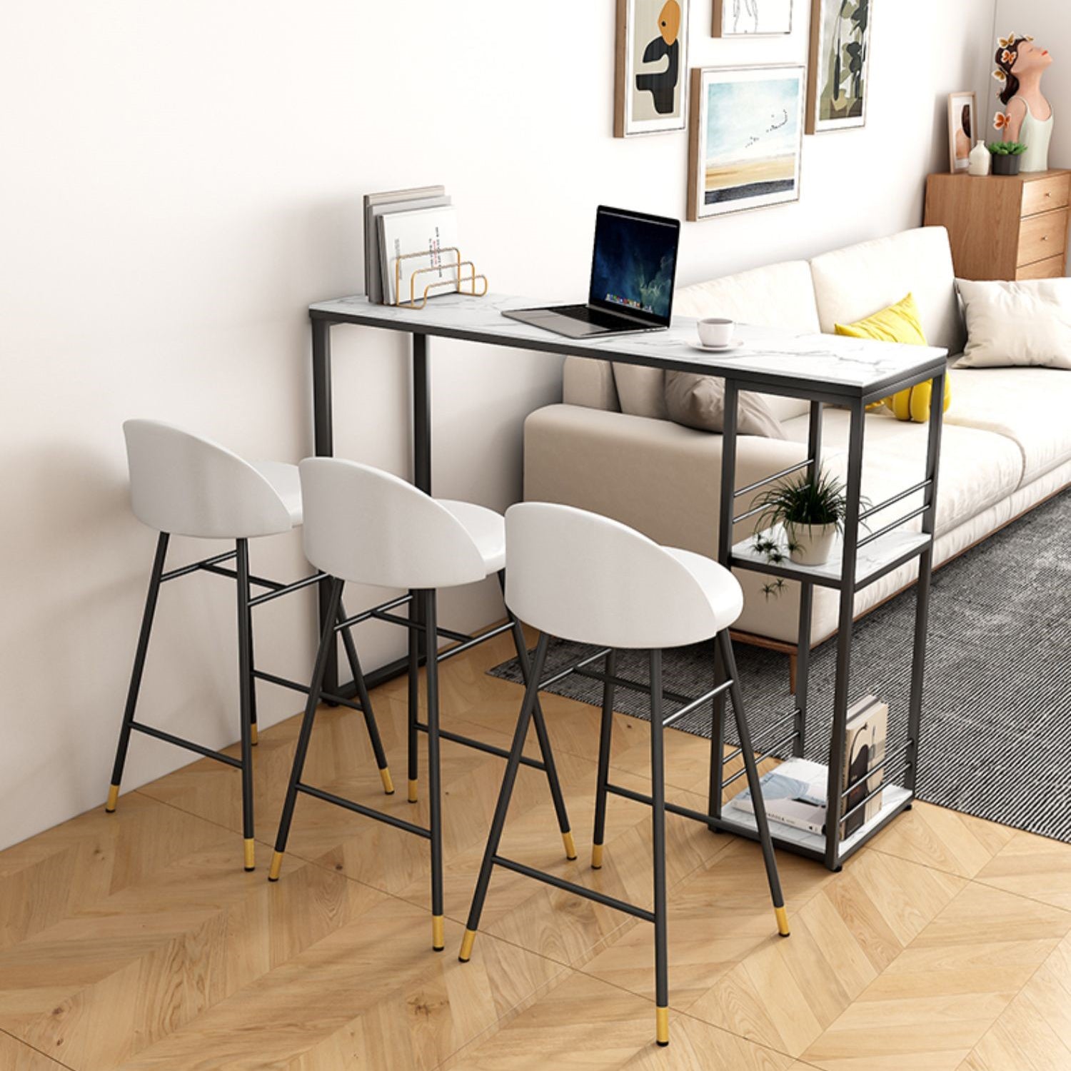 Stone Top Industrial Style Counter Table 42-inch Height Table for Balcony