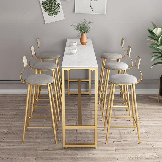 42-inch Height Cocktail Bar Table Glam Style Stone Top Bar Table for Living Room