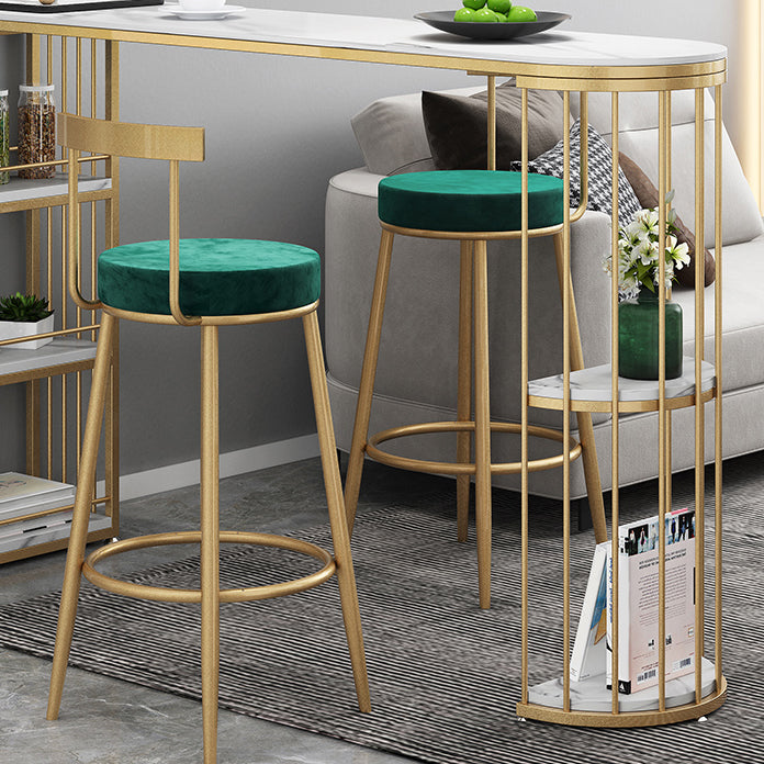 Industrial Iron Bar Table Faux Marble White Specialty Top 41.3"H Bistro Table with Storage