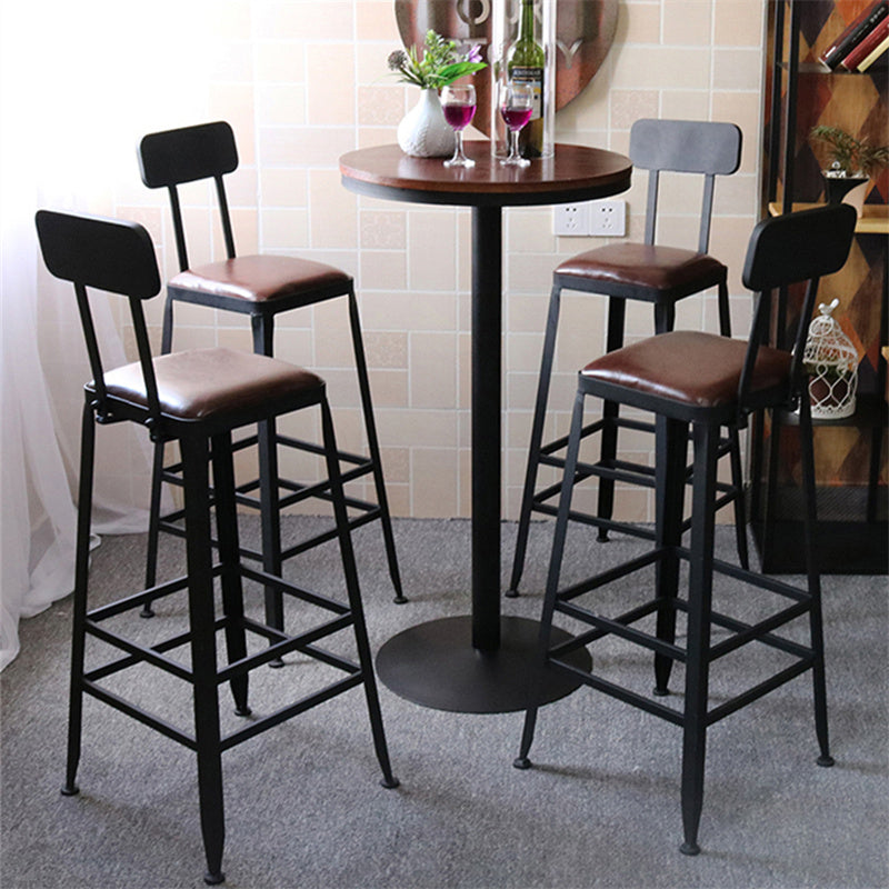 Industrial Style Black Iron Bar Table Brown Wood Top Bistro Table for Cafe