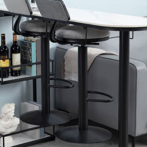 Glam White Stone Bistro Table Indoor Iron Double Pedestal Bar Dining Table with Wine Rack