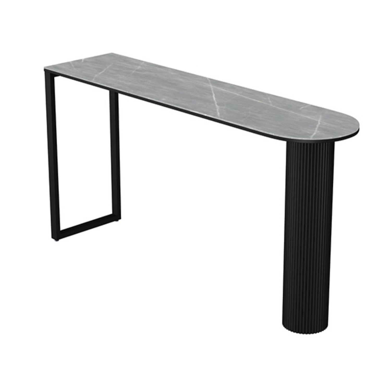 Glam Stone Pub Bar Table Indoor Iron Double Pedestal Bar Dining Table