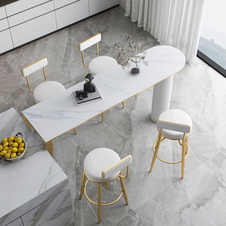 Glam Stone Pub Bar Table Indoor Iron Double Pedestal Bar Dining Table