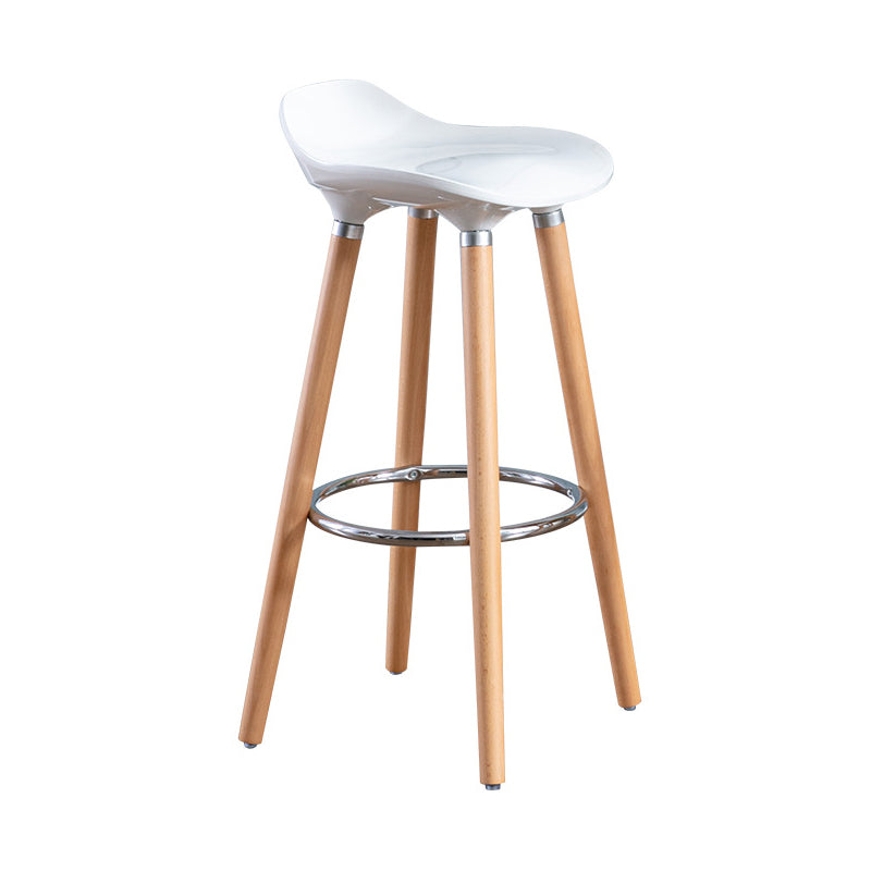 Nordic Style Plastic Seat Barstool 4 Legs Base Minimalism Bar Stool, Set of 2