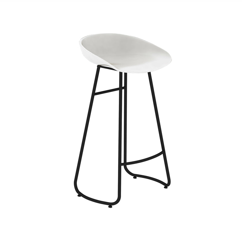 Simple Iron Low Back Barstool Nordic Indoor Tall Stool with Bucket Seat