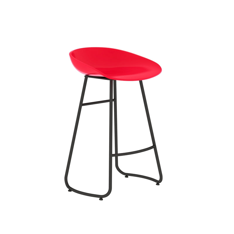 Simple Iron Low Back Barstool Nordic Indoor Tall Stool with Bucket Seat