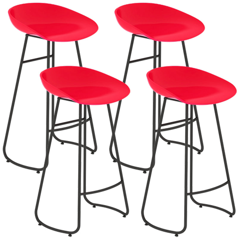 Simple Iron Low Back Barstool Nordic Indoor Tall Stool with Bucket Seat