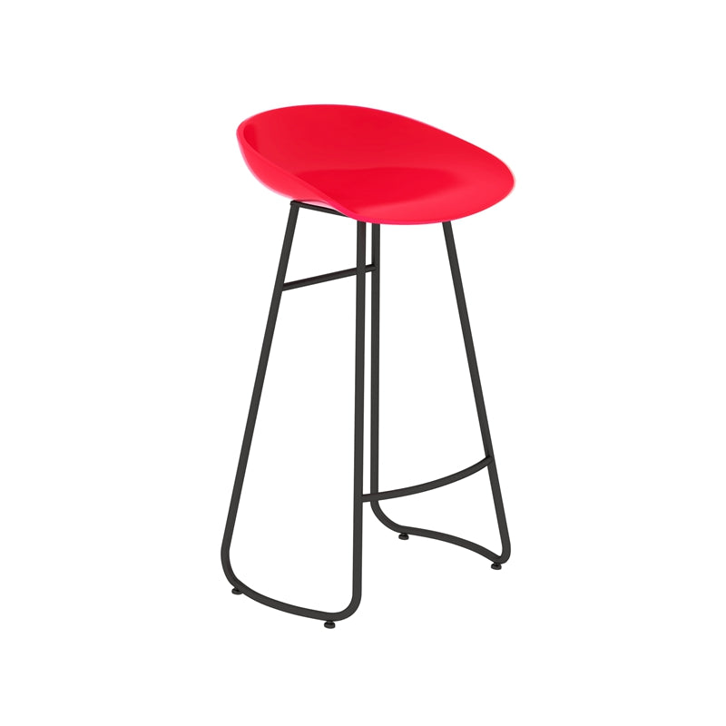 Simple Iron Low Back Barstool Nordic Indoor Tall Stool with Bucket Seat