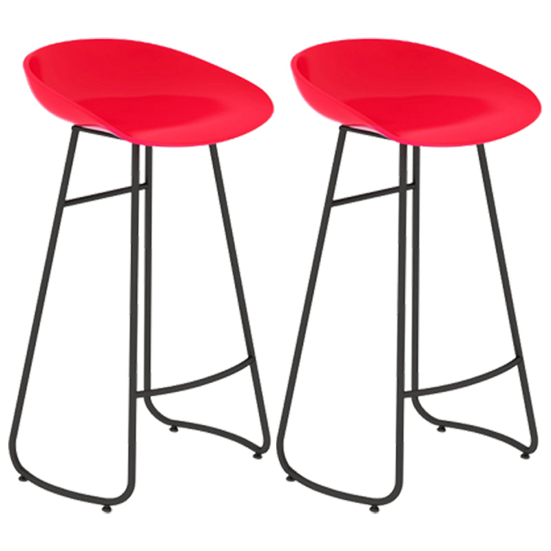 Simple Iron Low Back Barstool Nordic Indoor Tall Stool with Bucket Seat